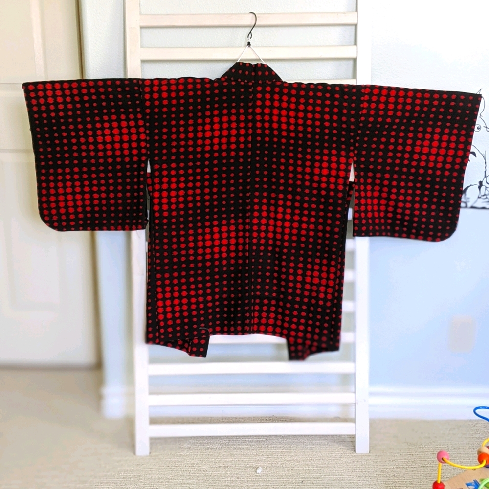 Vintage geometric Kimono Jacket / Haori half lined